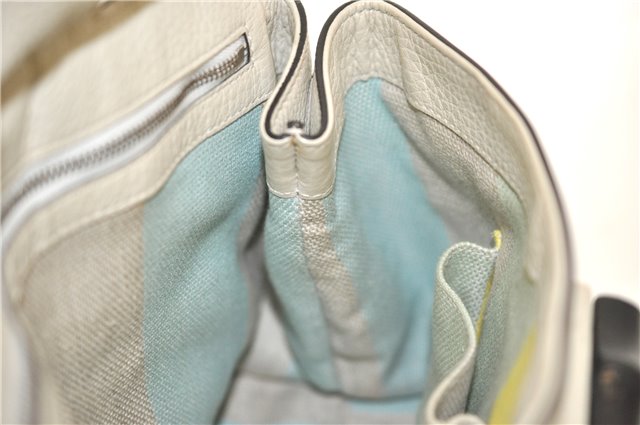 Authentic GUCCI Bamboo 2way Shoulder Hand Bag Purse Leather 392013 White J4297