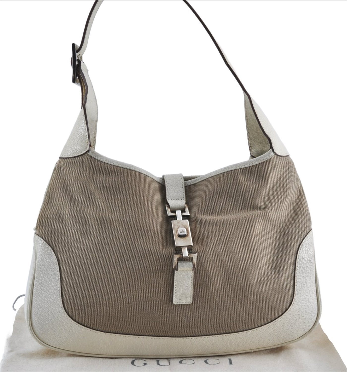 Authentic GUCCI Jackie Shoulder Hand Bag Canvas Leather 0013306 Brown J4298