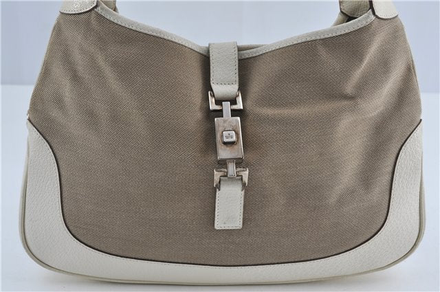 Authentic GUCCI Jackie Shoulder Hand Bag Canvas Leather 0013306 Brown J4298