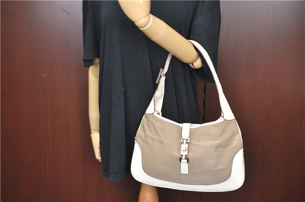Authentic GUCCI Jackie Shoulder Hand Bag Canvas Leather 0013306 Brown J4298