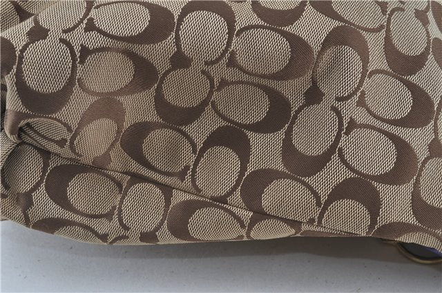 Authentic COACH Poppy Signature Shoulder Tote Bag Canvas Leather Brown J4310