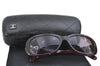 Auth CHANEL Sunglasses Rhinestone CC Logos CoCo Mark Plastic Bordeaux Red J4328