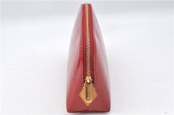 Authentic Louis Vuitton Vernis Pochette Cosmetic Pouch Red M91496 LV J4345