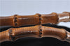 Authentic GUCCI Bamboo Hand Bag Purse Nylon Leather Black J4394