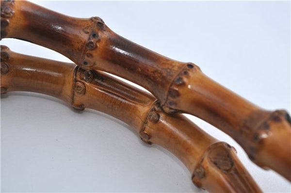 Authentic GUCCI Bamboo Hand Bag Purse Nylon Leather Black J4394