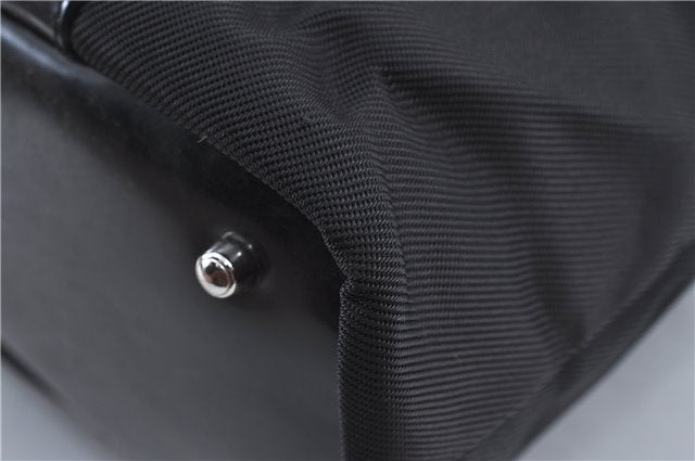 Authentic GUCCI Bamboo Hand Bag Purse Nylon Leather Black J4394