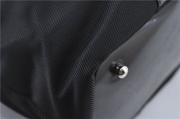 Authentic GUCCI Bamboo Hand Bag Purse Nylon Leather Black J4394