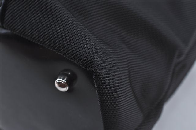 Authentic GUCCI Bamboo Hand Bag Purse Nylon Leather Black J4394