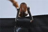 Authentic GUCCI Bamboo Hand Bag Purse Nylon Leather Black J4394