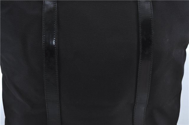 Authentic GUCCI Bamboo Hand Bag Purse Nylon Leather Black J4394