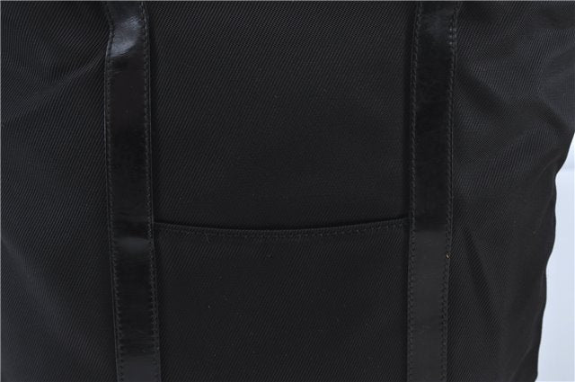 Authentic GUCCI Bamboo Hand Bag Purse Nylon Leather Black J4394