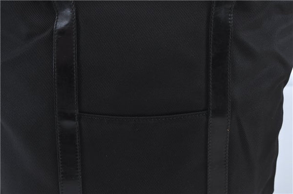 Authentic GUCCI Bamboo Hand Bag Purse Nylon Leather Black J4394