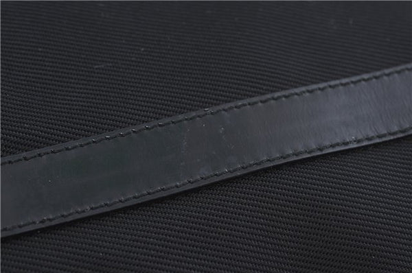 Authentic GUCCI Bamboo Hand Bag Purse Nylon Leather Black J4394