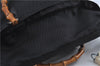 Authentic GUCCI Bamboo Hand Bag Purse Nylon Leather Black J4394