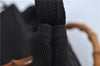 Authentic GUCCI Bamboo Hand Bag Purse Nylon Leather Black J4394