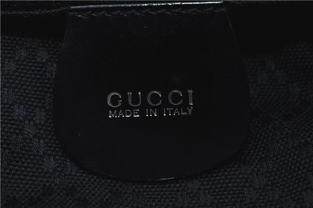 Authentic GUCCI Bamboo Hand Bag Purse Nylon Leather Black J4394