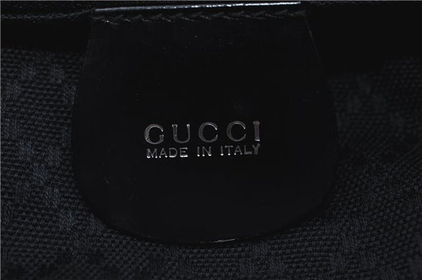 Authentic GUCCI Bamboo Hand Bag Purse Nylon Leather Black J4394