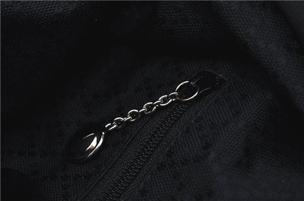 Authentic GUCCI Bamboo Hand Bag Purse Nylon Leather Black J4394