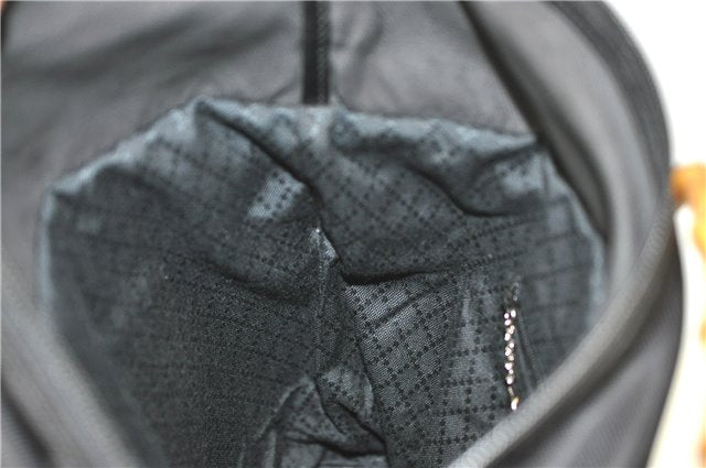 Authentic GUCCI Bamboo Hand Bag Purse Nylon Leather Black J4394