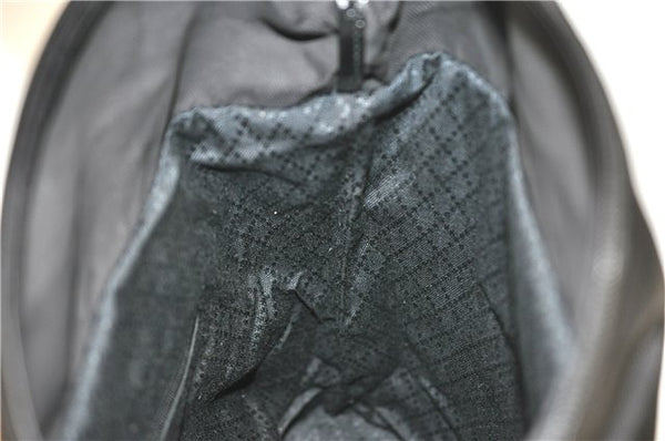 Authentic GUCCI Bamboo Hand Bag Purse Nylon Leather Black J4394