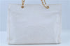 Authentic CHANEL Caviar Skin CC Logo Shoulder Tote Bag White J4455