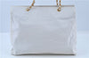 Authentic CHANEL Caviar Skin CC Logo Shoulder Tote Bag White J4455