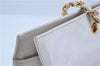Authentic CHANEL Caviar Skin CC Logo Shoulder Tote Bag White J4455