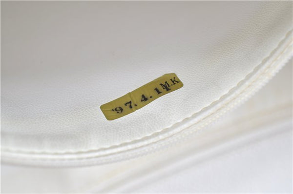 Authentic CHANEL Caviar Skin CC Logo Shoulder Tote Bag White J4455