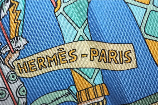 Authentic HERMES Carre 90 Scarf "LE TEMPS des MARIONNETTES" Silk Blue Box J4483