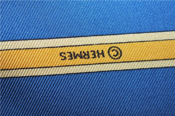 Authentic HERMES Carre 90 Scarf "LE TEMPS des MARIONNETTES" Silk Blue Box J4483