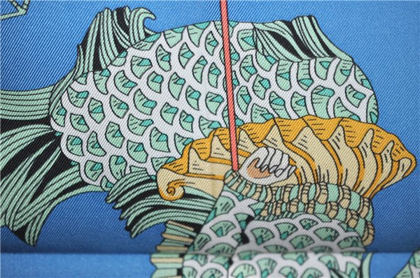 Authentic HERMES Carre 90 Scarf "LE TEMPS des MARIONNETTES" Silk Blue Box J4483
