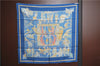 Authentic HERMES Carre 90 Scarf "LE TEMPS des MARIONNETTES" Silk Blue Box J4483