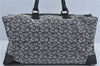 Authentic CELINE C Macadam Carriage Pattern Boston Bag Canvas Leather Navy J4519