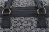 Authentic CELINE C Macadam Carriage Pattern Boston Bag Canvas Leather Navy J4519