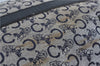 Authentic CELINE C Macadam Carriage Pattern Boston Bag Canvas Leather Navy J4519