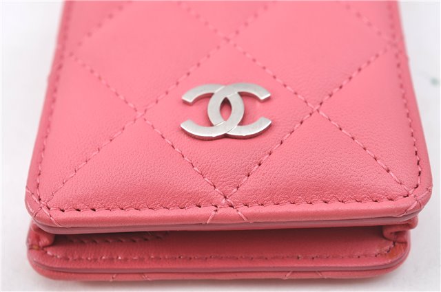 Authentic CHANEL Lamb Skin Matelasse CC Logo Ipod Case Pink J4536