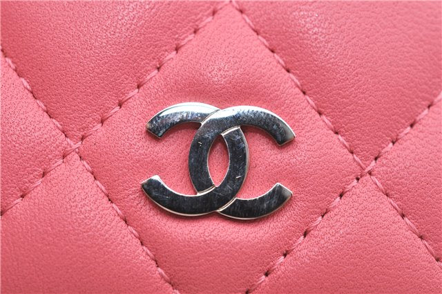 Authentic CHANEL Lamb Skin Matelasse CC Logo Ipod Case Pink J4536