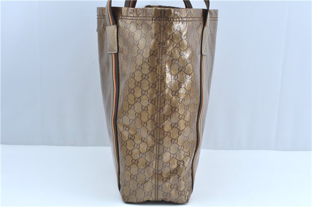 Authentic GUCCI GG Crystal Shoulder Tote Bag PVC Leather 189669 Brown J4550