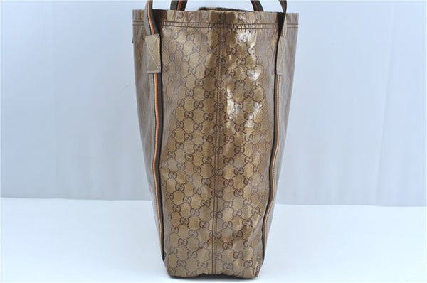 Authentic GUCCI GG Crystal Shoulder Tote Bag PVC Leather 189669 Brown J4550