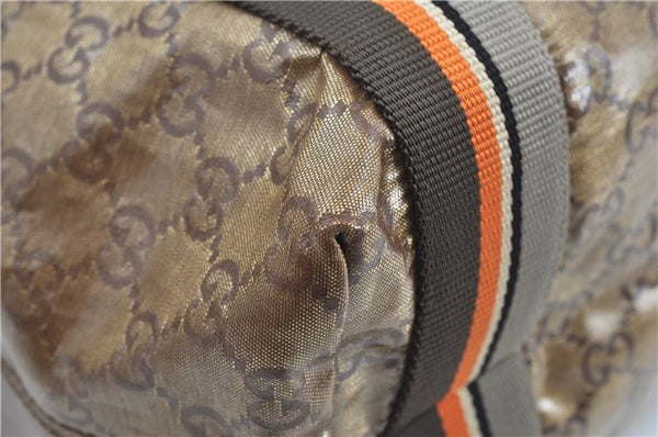 Authentic GUCCI GG Crystal Shoulder Tote Bag PVC Leather 189669 Brown J4550