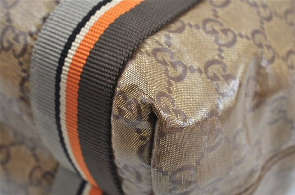 Authentic GUCCI GG Crystal Shoulder Tote Bag PVC Leather 189669 Brown J4550