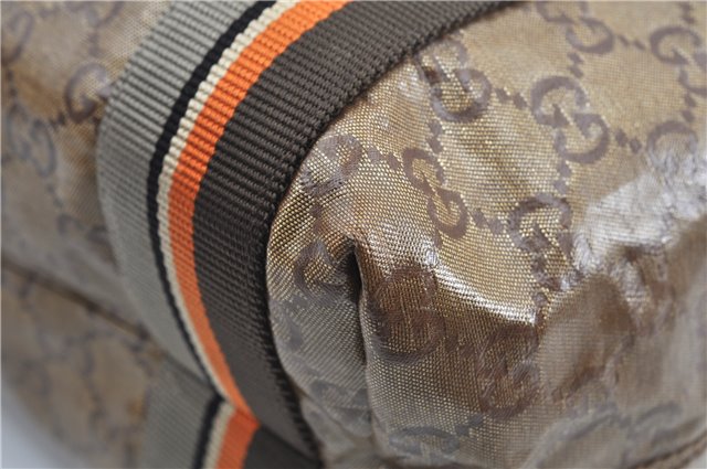 Authentic GUCCI GG Crystal Shoulder Tote Bag PVC Leather 189669 Brown J4550