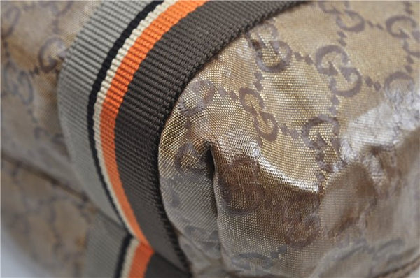 Authentic GUCCI GG Crystal Shoulder Tote Bag PVC Leather 189669 Brown J4550