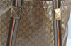 Authentic GUCCI GG Crystal Shoulder Tote Bag PVC Leather 189669 Brown J4550