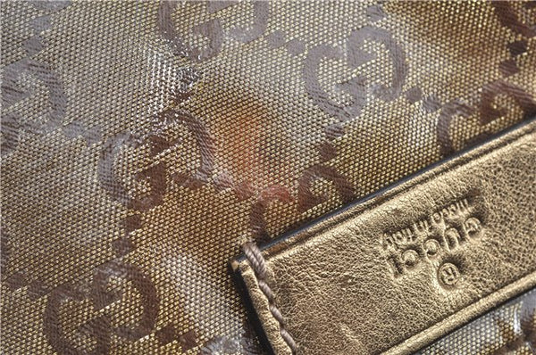 Authentic GUCCI GG Crystal Shoulder Tote Bag PVC Leather 189669 Brown J4550