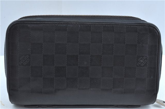 Auth Louis Vuitton Damier Infini Zippy XL Travel Case Wallet N61254 Black J4566