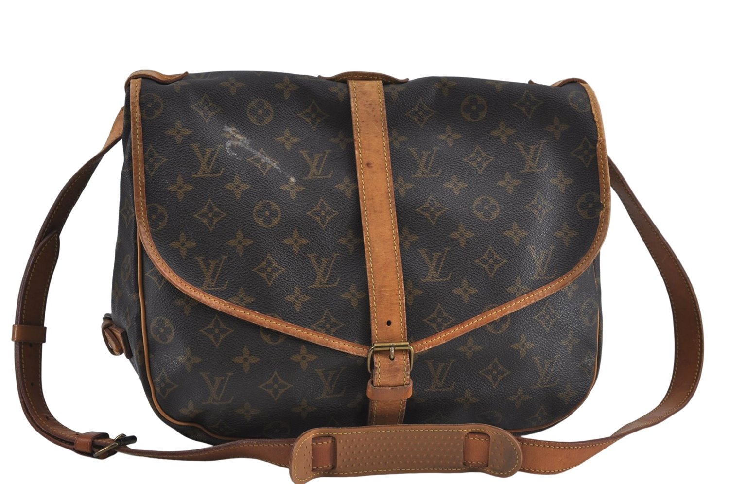 Authentic Louis Vuitton Monogram Saumur 35 Shoulder Cross Bag M42254 LV J4567