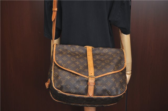 Authentic Louis Vuitton Monogram Saumur 35 Shoulder Cross Bag M42254 LV J4567