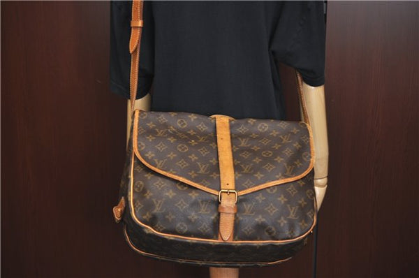 Authentic Louis Vuitton Monogram Saumur 35 Shoulder Cross Bag M42254 LV J4567