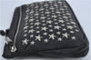 Authentic JIMMY CHOO Star Studs Leather Clutch Bag Purse Black J4571